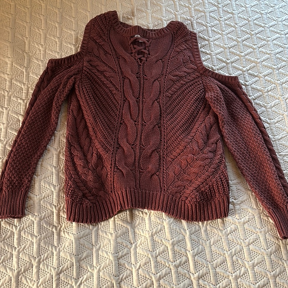 Aeropostale Brown Off-the-Shoulder Sweater